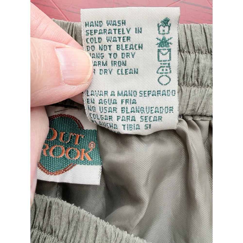 Vintage Silk Blend Pants Womens Size M Olive Green Relaxed Trousers Quiet Luxury - Picture 6 of 11